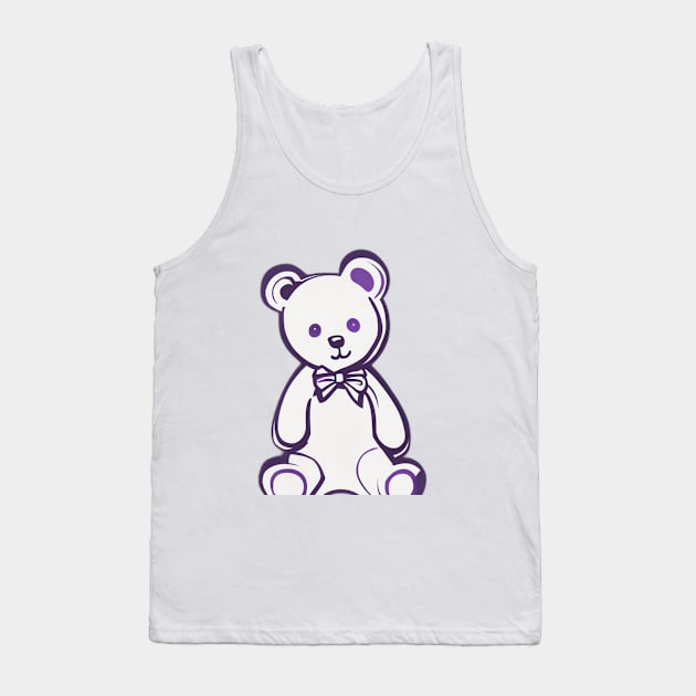 Charming Purple Bow Tie Teddy Bear Illustration No. 618 Tank Top by cornelliusy